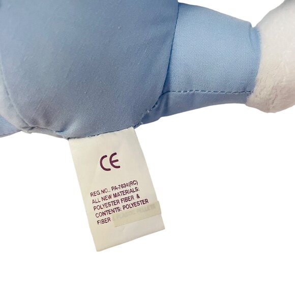 Precious Moments Tender Tails 1998 Blue Cat Plush With Blue White Bow 7" x 5" Re - Picture 4 of 6